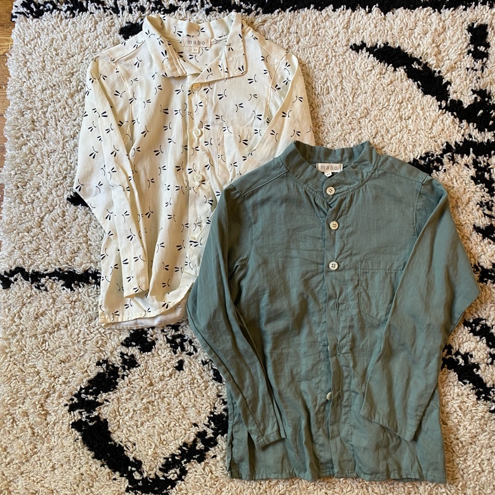 Mabo kids band collar button down shirts size 6/7